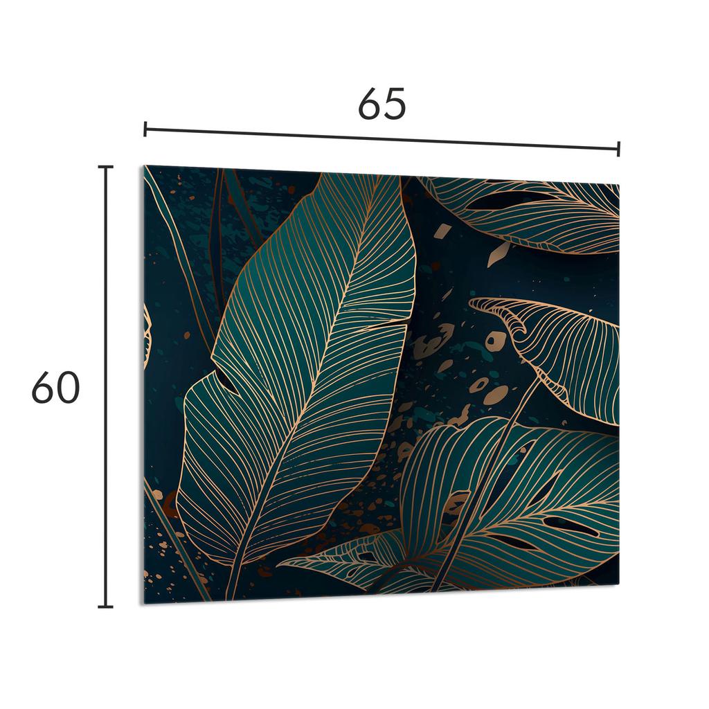 PANEL SZKLANY DO KUCHNI 65x60 Liście