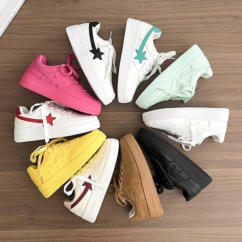 Star Board Shoes Women's 2025 Summer New American Platform Shoes Niche Students Sports Versatile Casual White Shoes
