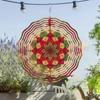 10 Zoll Hängendes Windspiel Ethnisch Mandala Design Metall Windglocke für Balkon Rasen Gartendekor Drehbarer Haken Geschenk für Frühling Sommer