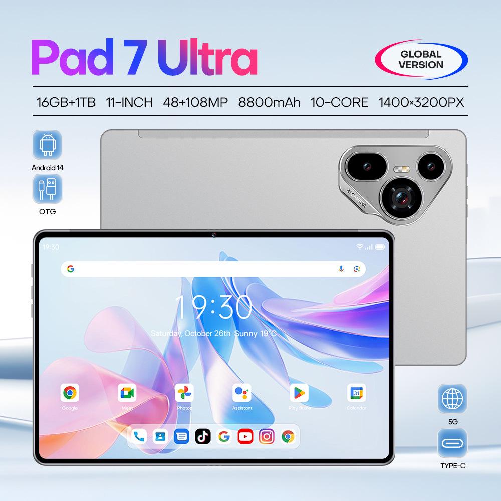 Pad 7 Ultra 10.1-inch Tablet PC with Call Support, Dual SIM, Dual Standby, 16GB+1TB Available