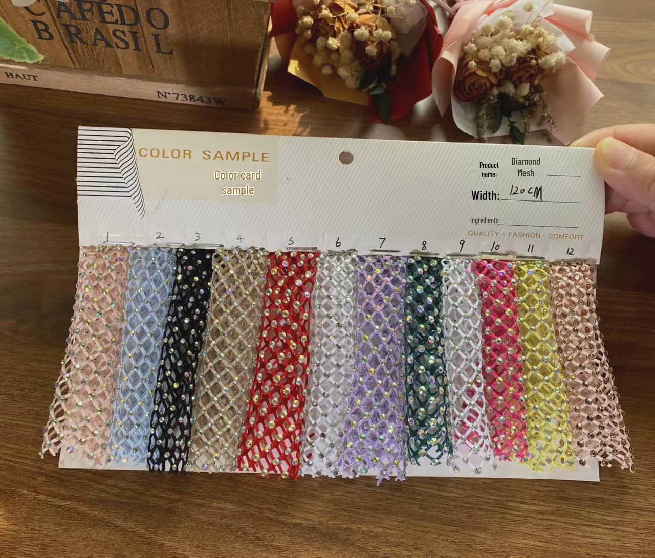 

Luxury AB Color Elastic Diamond Mesh Fabric for Formal Skirts and Clothing