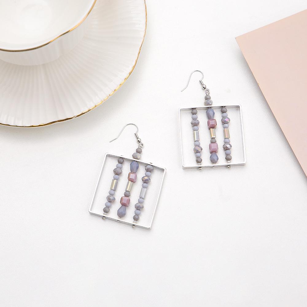

Elegant Mixed Color Glass & Copper Frame Beaded Earrings
