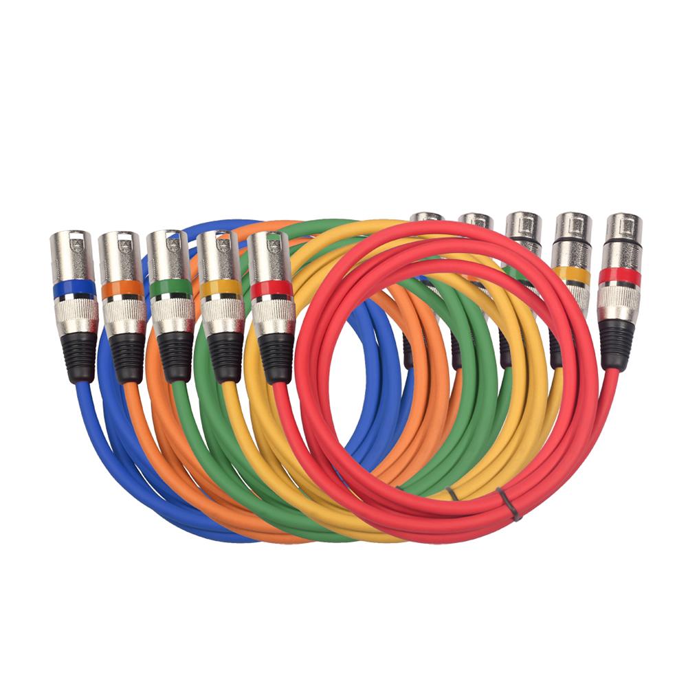 5 /6 /10 PCS 1/1.5/1.8/3M 3Pin XLR Male to Female M/F Foil Braided Shielded Audio Cable XLR audio cable Cord for Stage Light