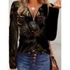 3D Printed Casual Coded Women's Clothing Engraved Tiger Pattern Round Neck Zipper Long Sleeve T-Shirt Top Spring and Autumn Outdoor Clothing