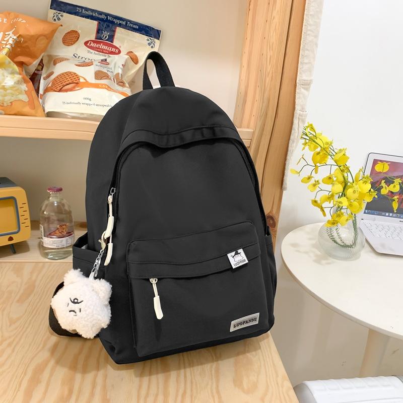 Schoolbag Female Students High School Students Solid Color Backpack