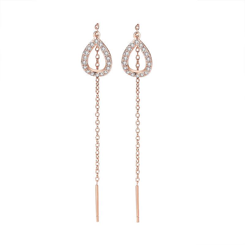 925 Silver Water Drop Tassel Earrings: Elegant, Slimming, Versatile Fashion Jewelry for Women
