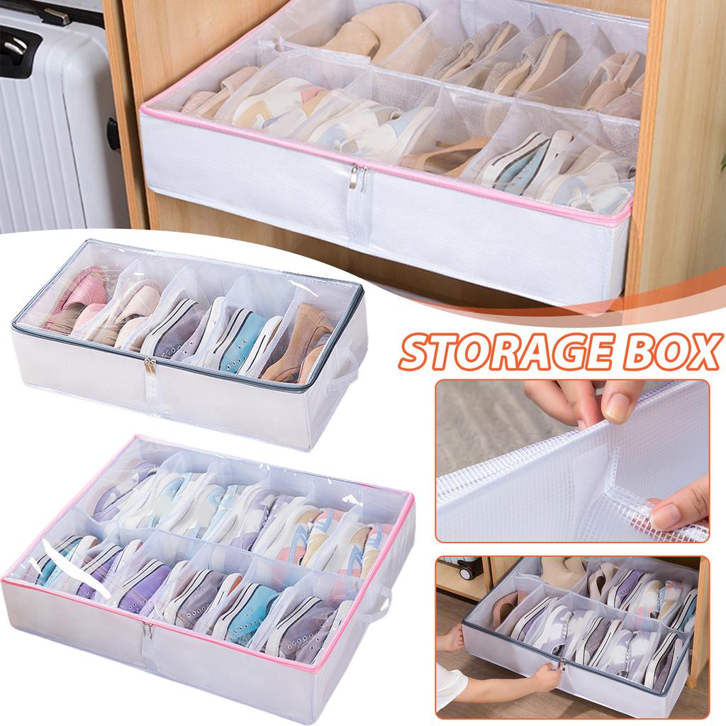 Under Bed Shoe Organizer Dustproof Design Space Saving Fits For Men's & Women's Shoes