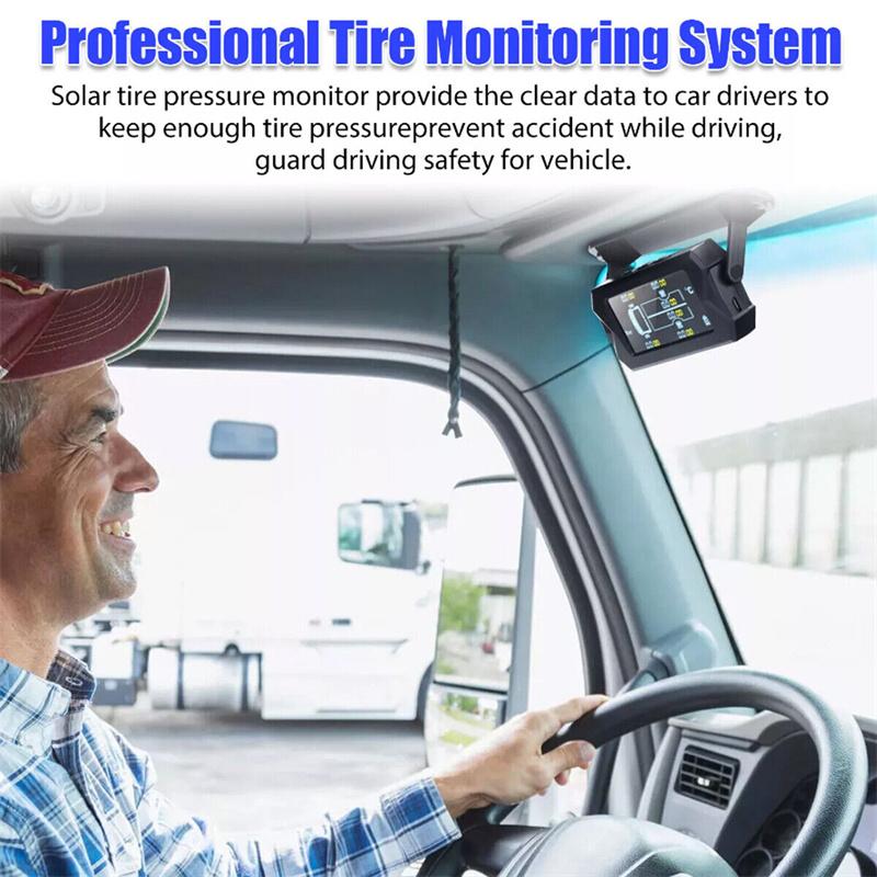Wireless Car Tpms Tire Pressure Sensors Solar Tire Pressure Monitoring System Temperature Alarm 6 Wheel Tyre External Sensor