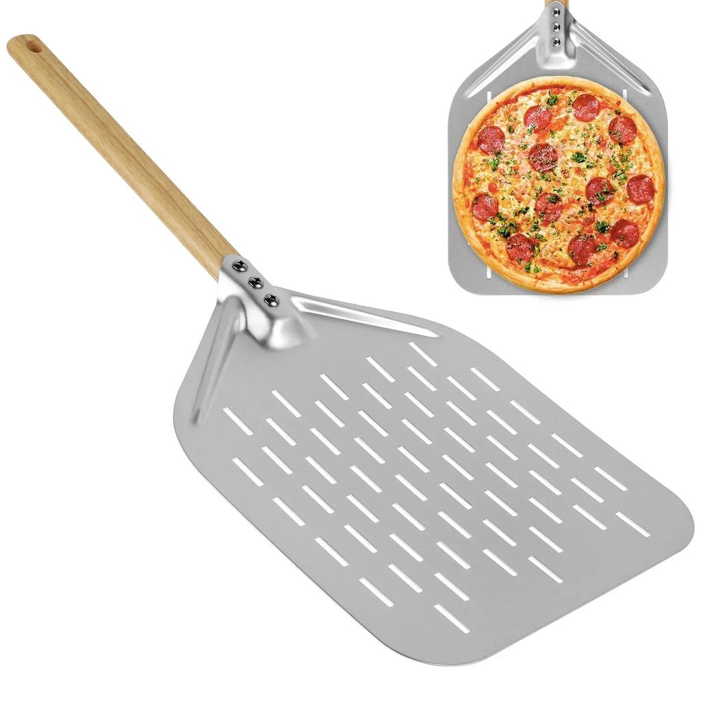 Wooden Handle Pizza Peel Heavy Duty Metal Non Stick Scoop for Baking Homemade Bread Kitchen Transfer Tool Kitchen Accessories