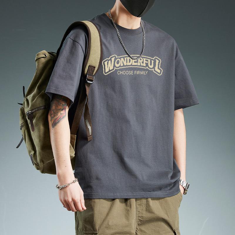 

American Pure Cotton 200g Heavyweight T-shirt for Men European and American Trendy Brand Street Hip-hop Short Sleeved Oversized High Street 3XL