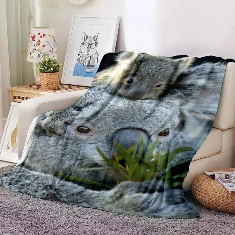 Niedliche Flanell-Überwurfdecke mit Koala-Motiv, rosa Herzmotiv, für Kinder, Männer, Frauen, weiche, warme Decken und Überwürfe für Couch, Bett, Reisen, Camping