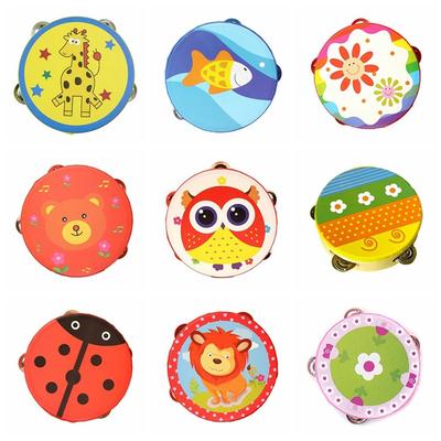 Cartoon Pattern Tambourine 6 Inches Kids Bell Drum Children Hand Drum  Educational Toy