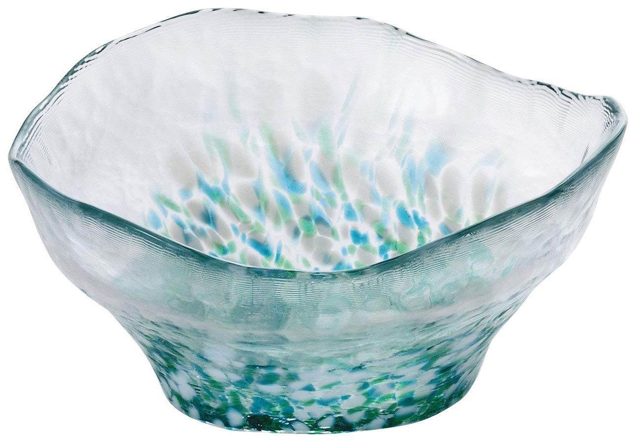 ADERIA Tsugaru Vidro Tsugaru Flower Multi-purpose Bowl, Skunk Cabbage Design, Made in Japan, Gift Box Included, Small Bowl, Japanese Tableware, Glass,