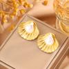 Ocean Series Stainless Steel Pearl Stud Earrings: Simple & Versatile Resort-Style Shell Pearl Titanium Earrings