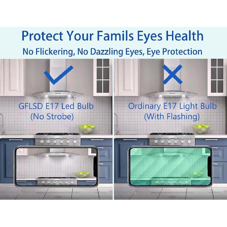 E17 LED Bulb Dimmable,E17 Intermediate Base,T7 4W 40W Incandescent Equivalent,Daylight White 6000K,Fit for Over Stove Appliance, Range Hood,