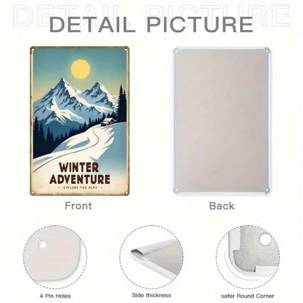 Retro Metal Sign Winter Cabin Snow Mountains Bar Home Decor Gift