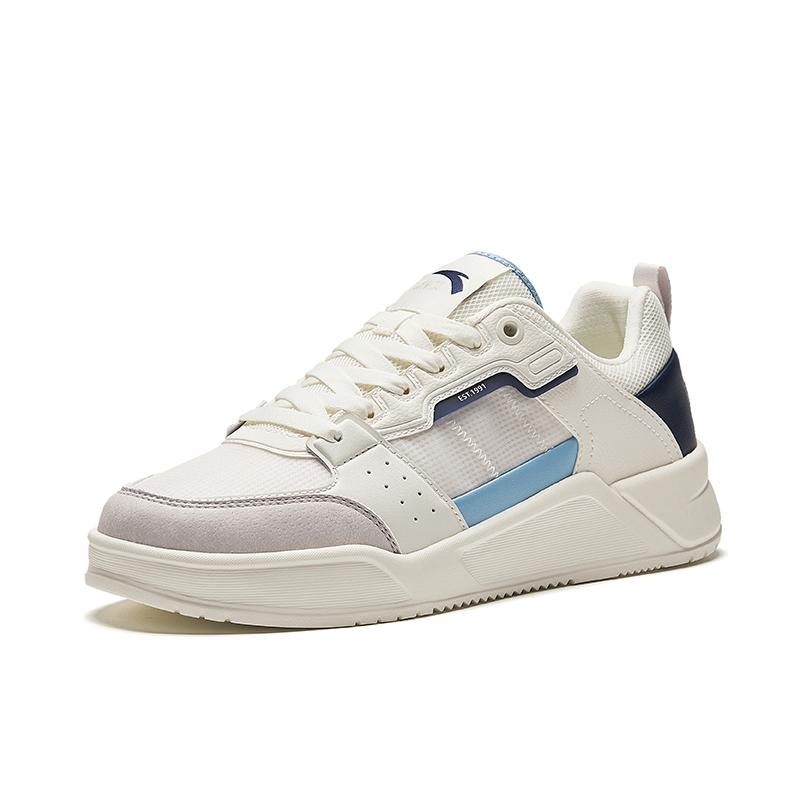 Anta Rubber Bullet Skateboard Shoes Men's Low Top Ivory White/New Ink Blue/Light Silver Gray 912428003-3