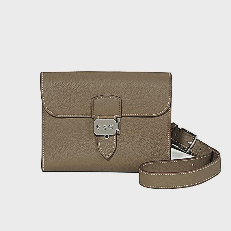 Korean Style Genuine Leather Crossbody/Clutch Bag - Large Capacity, Cowhide, Dual-Purpose