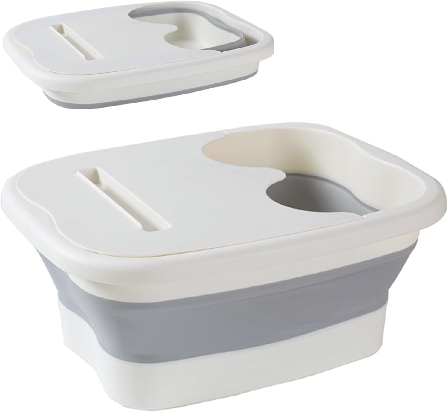 Asdays Large Capacity Foldable Foot Bath with Bubble Foot Portable Foldable Bucket Lid, Bucket, (White) белый