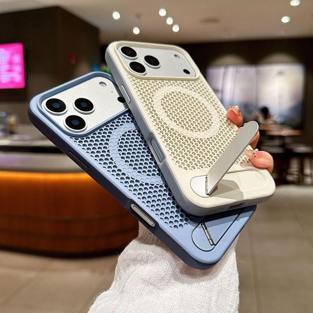 iPhone16 Sommer Waben-Wärmeableitungs-Hülle für Apple 17 Pro Max mit unsichtbarem Ständer und Magnetschutz für iPhone 14/15.