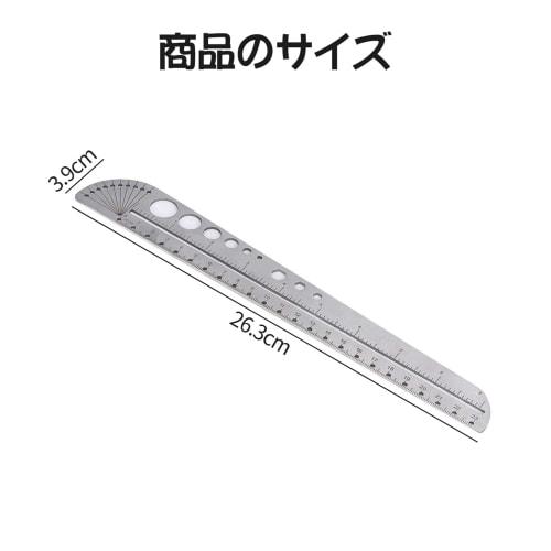 RICISUNG Circular Ruler, Metal Ruler, Multi-Function Ruler, Straight Ruler, Angle Meter, Stainless Steel, Multi-Function, Template, Drawing Board, Com