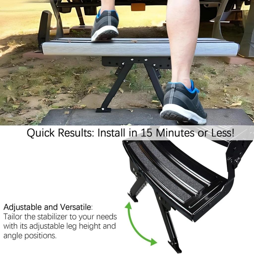 1PC RV Step Stabilizer Adjustable Folding Board Bracket Stair Support Stabilizer Kit From 2.8in To 11.3in For Trailers Motorhome