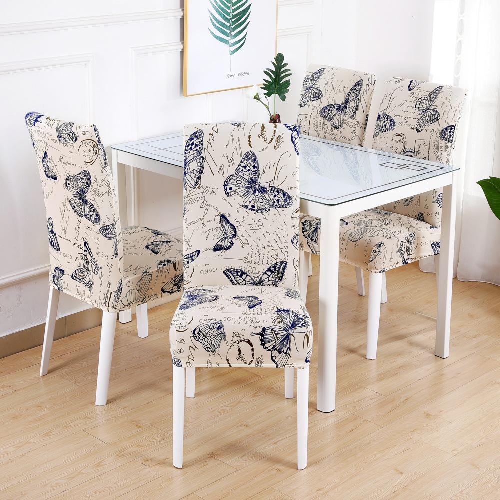 1/2/4/6 Pieces Printed Chair Cover Washable Big Elastic Kitchen Chair Covers Stretch Seat Slipcovers For Dining Room Wedding