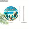 JIT [2D Flat] 1pc Delicate Beach-Themed Wooden Decorative Plaque & Statues, 7.87x7.87 Inch Round Hanging Art Decor with Blue Recliner and Sun Hat