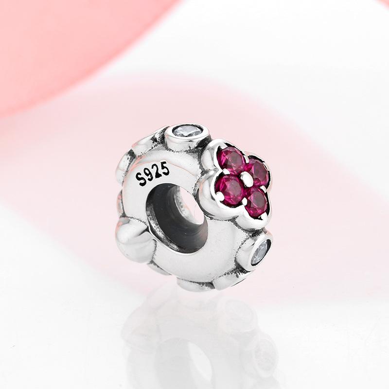 S925 Sterling Silver Beaded Spacer Beaded Diamond Flower Positioning Bead Bracelet Diy Jewelry Accessories