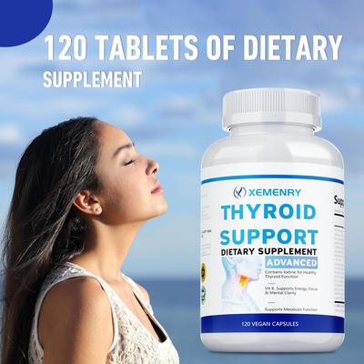 Suplemento para el apoyo de la tiroides con yodo, complejo de vitamina B12, zinc, selenio, ashwagandha, cobre, fórmula para el apoyo de la energía y la concentración, suplementos dietéticos