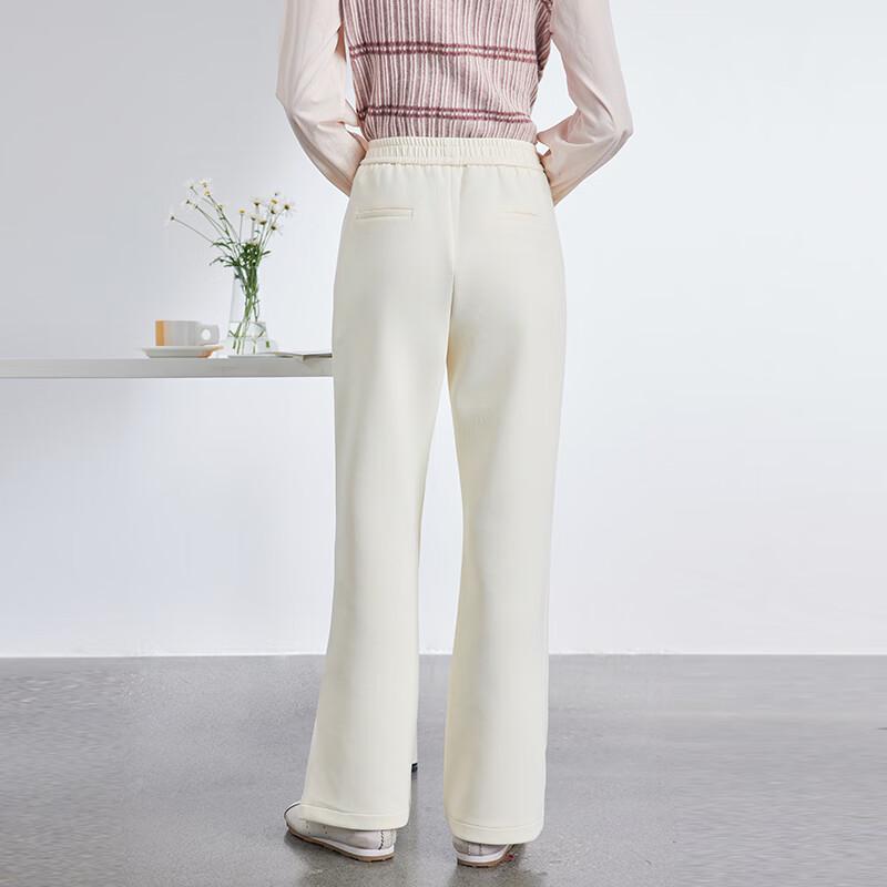 JOY SPEAKER Women's Pure Color Straight-Leg Elastic Waist Casual Pants