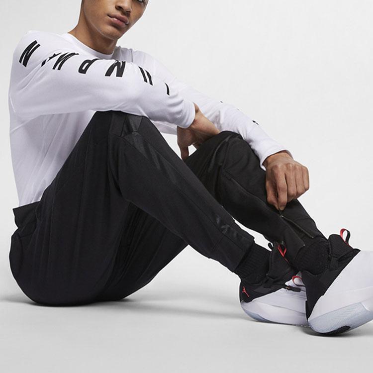 Jordan Solid Color Simple Logo Cuffed Knit Sports Pants Men Bottoms Black AJ1127-010