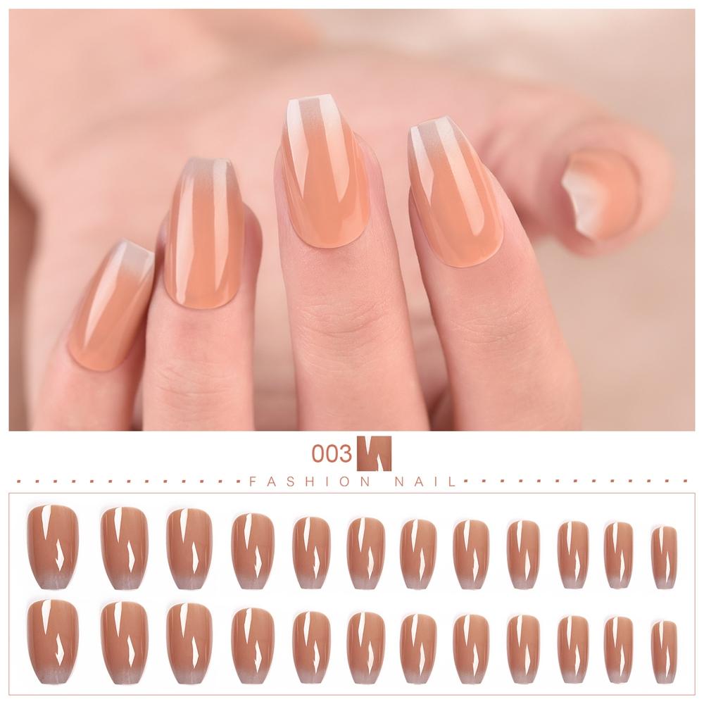 

KADS окрашенные накладные ногти 24 шт., французские ногти в форме гроба, накладные ногти, мути-размер, полное покрытие, носимые ногти