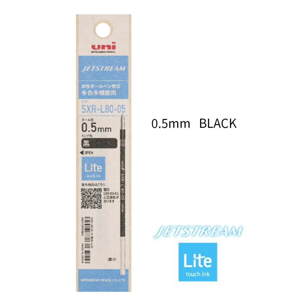 Mitsubishi Pencil Jetstream Refill Lite Touch Multicolor 1 of (with Ink), Multifunction, 0.5mm, Black, Refill, SXRL8005.24 (Pack 10)