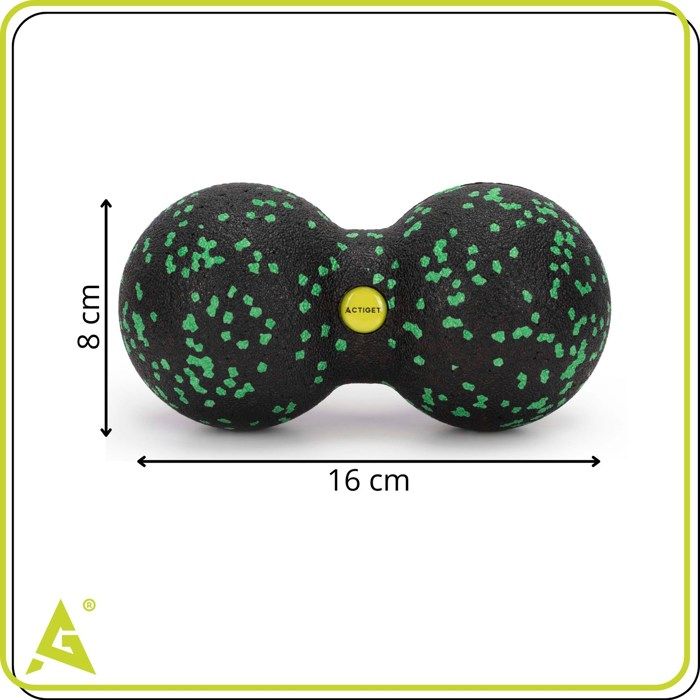 ACTIGET Ball, Doppelmassagegerät, Duo-Rolle für Nacken- und Rückenmassage, Schwarz und Grün