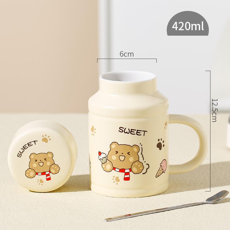 Niedlicher kreativer Retro-Becher Internet-Berühmtheit Hase Blume Tier Keramiktasse Damen Heim-Büro-Tasse Hase