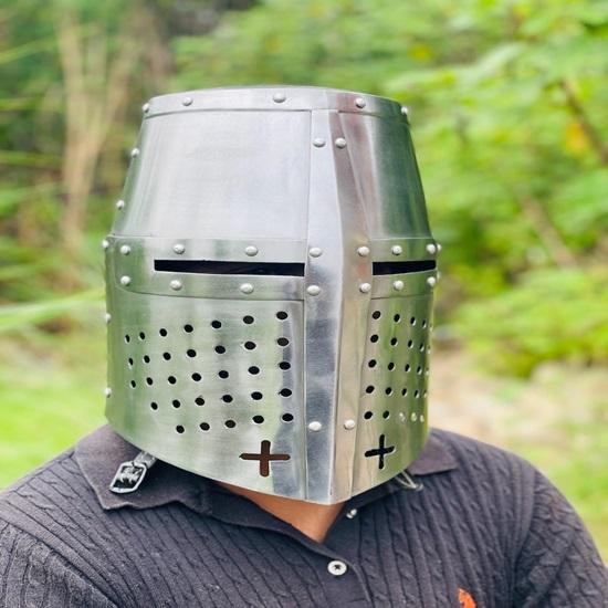 Knight Templar Helmet 13th Century Full Face Steel Helmet  Medieval Crusader Great Helmet  Historical Cosplay & LARP Helmet  Best Gift