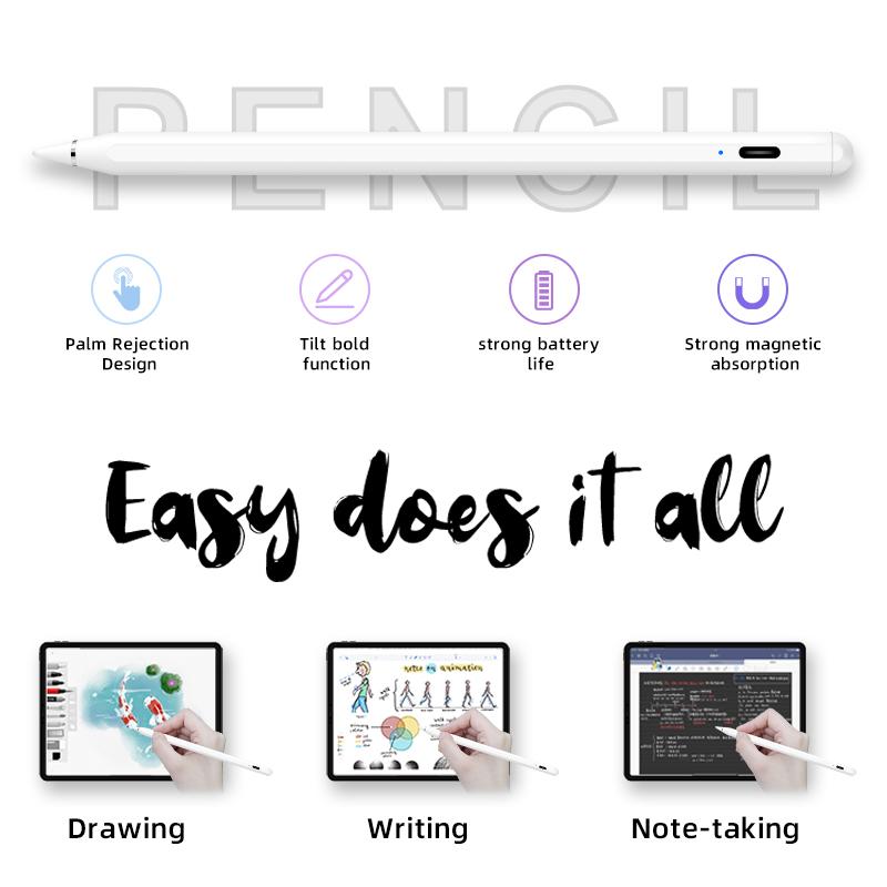 Custom Logo Palm Rejection Capacitive Tablet Touch Screen Active Stylus Pen for Apple Pencil With Tilt Function