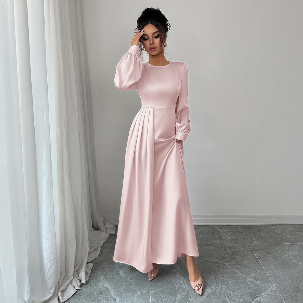 Cross-border Europe, America, simple fashion, summer long-sleeved women's skirts, dresses, women's clothing autumn and winter independent station