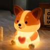 Corgi Dog Silicone Night Light Cute Animal Led Lamp Touch Sensor Dimmable USB Rechargeable Bedroom Decor Kids Birthday Xmas Gift