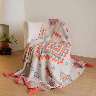 Koc Boho Miękki Pokrowiec na Sofę Letni Koc Koc do Drzemki w Biurze Kocy Klimatyzacyjne Dzianinowy Koc na Podróż
