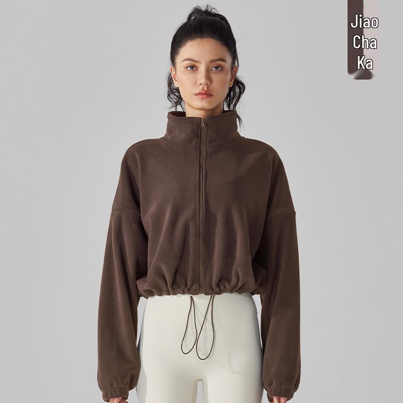 

Женская европейская и американская флисовая куртка из овечьей шерсти - Толстый воротник-стойка для фитнеса и повседневной носки осенью/зимой M