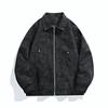 Trendy brand ruffian handsome men's leather jacket American retro tie-dye pilot Maillard couple lapel leather jacket men