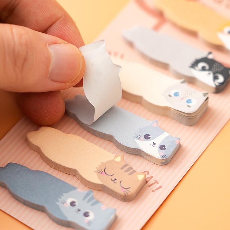4pcs Kawaii Cat & Puppy Shaped Memo Stickers Self-Adhesive Cartoon Index Labels Sticky Notes Creative Classification Pad