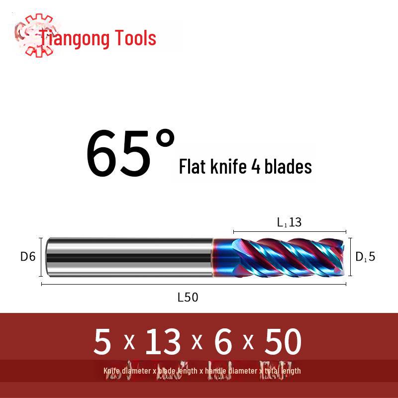 Freză Tiangong 65° din Carbură de Tungsten, Freză Frontală CNC Acoperită cu 4 muchii