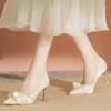 2026 New Spring Autumn Women Flower Chain  High Heels Footwear Elegant Thin Heels Pointed Toe Silk Party Lady Pumps Shoe