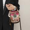 Pu Bag Women's Bag New Korean Version 2025 Fashion Printing Cartoon Bear Cute Girl Foreign Style Portable Cylinder Bag