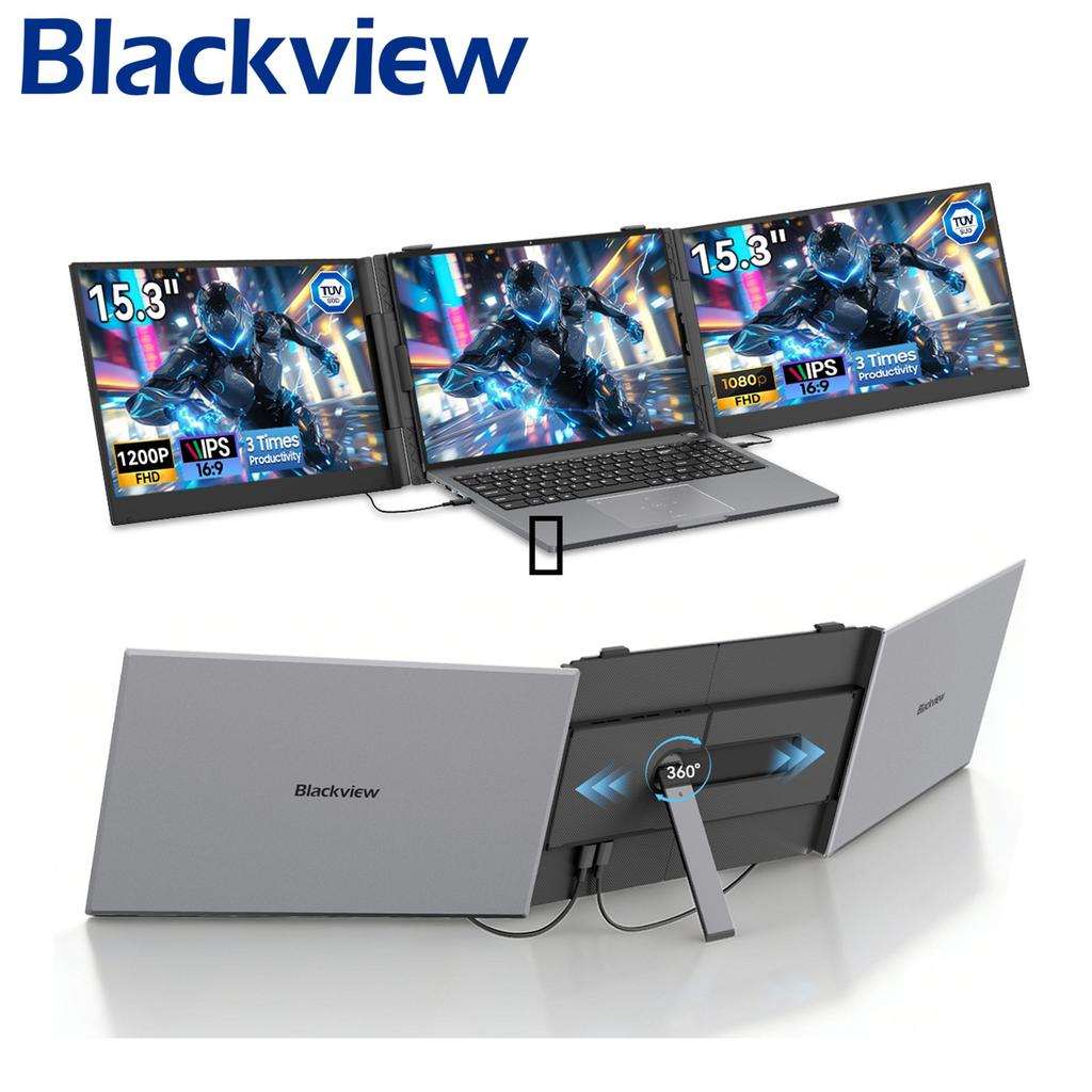 Blackview DCM8 15.3" Dual Portable Monitor — Ultra-Thin 4.6mm, 1.2kg, TÜV Low Blue Light