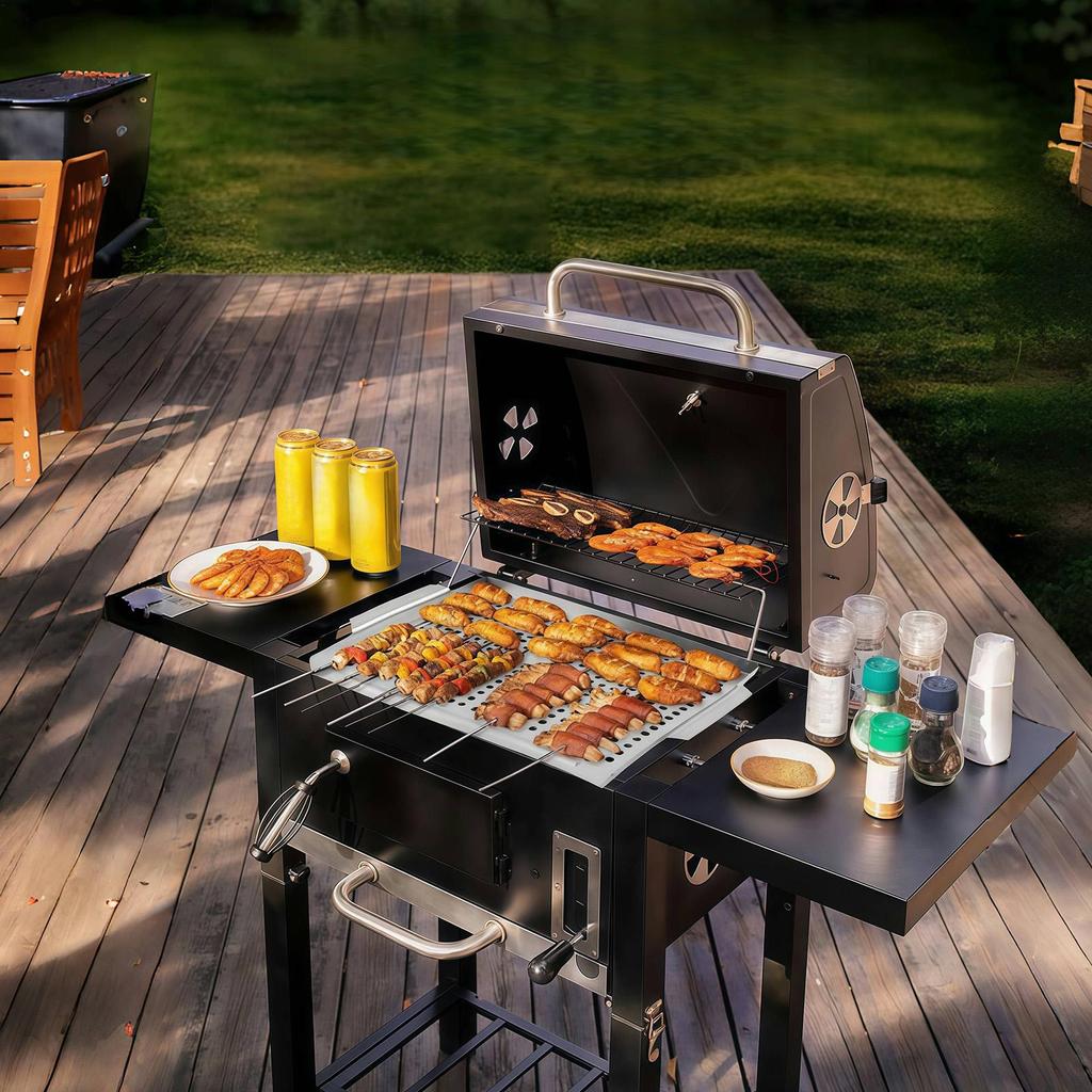 Stainless Steel Grilling Pan Nonstick Grilling Tray Topper Barbecue Accessories with Drainage Kitchen Stove Supplies for Outdoor