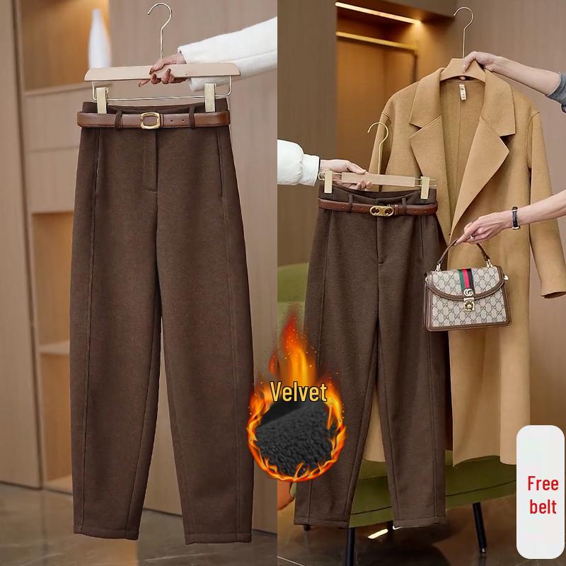 Women's Spring/Autumn Velvet Acetate Wool Scimitar Sweatpants 2025 - New Casual Sports Banana Pants